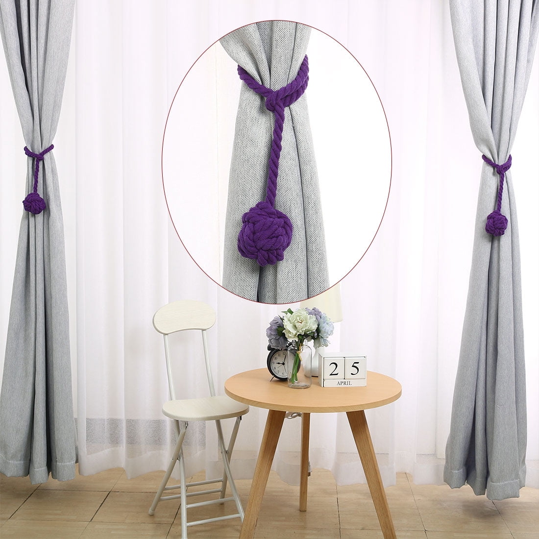 2pcs Purple Curtain Tieback Multiused Easy Install Holdback Decorative