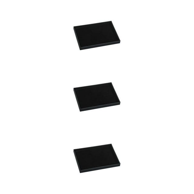 Transemion Stackable Jewelry Trays Impact-resistant Smooth Line Jewelry Boutiques Wide Application Cloth Jewelry Display Tray Black 3Set