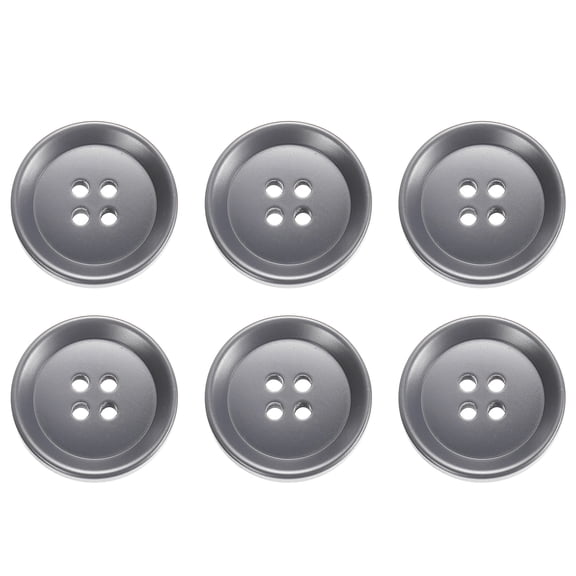 Uxcell 6pcs Sewing Button 23m 4 Holes Resin Round Craft Buttons, Grey
