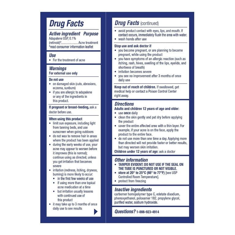 Taro Adapalene Gel 0.1% USP for Sensitive Skin, Acne Treatment