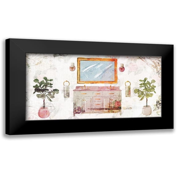Villa, Milli 14x9 Black Modern Framed Museum Art Print Titled - Floral Bathroom 1