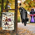 thumbnail image 5 of Happy Halloween Garden Flag Swing Gnomes Ghosts Pumpkins Bats Spider Web Yard Flag 12x18 Inch Double Sided Small Mini Yard Outdoor Outside Holiday Party Decoration, 5 of 6