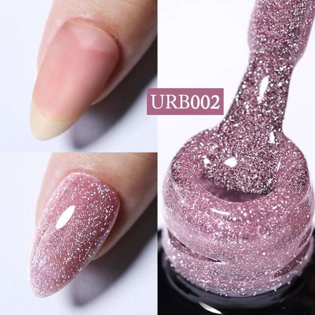 Azúcar UR 7ml botella de vidrio brillante rosa brillo Base de goma esmalte de uñas en Gel UV LED Nail Art diseño barniz manicura Tan Jianjun unisex