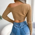 thumbnail image 6 of Herrnalise Women's Knitted Crop Tops Fashion Casual Colorful Long Sleeve Off Shoulder Knit Sweater Crew Neck Sweater Pullover Jumper Sweaters, 6 of 7