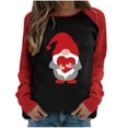 thumbnail image 2 of Brilliant Women's Valentine's Day Long Sleeve Round Neck Top Casual Raglan Color Contrast Panel Loose Dwarf Old Man Print Long Sleeve T-shirt Top Long Sleeve Blouse, 2 of 6