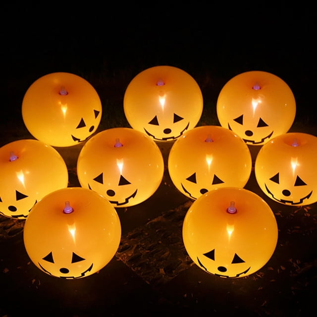 Luces de calabaza | Artículos de decoración de Halloween | Faroles inflables de calabaza para decoración de exteriores | Globos luminosos a pilas para fiestas y festivales | Juego de 2
