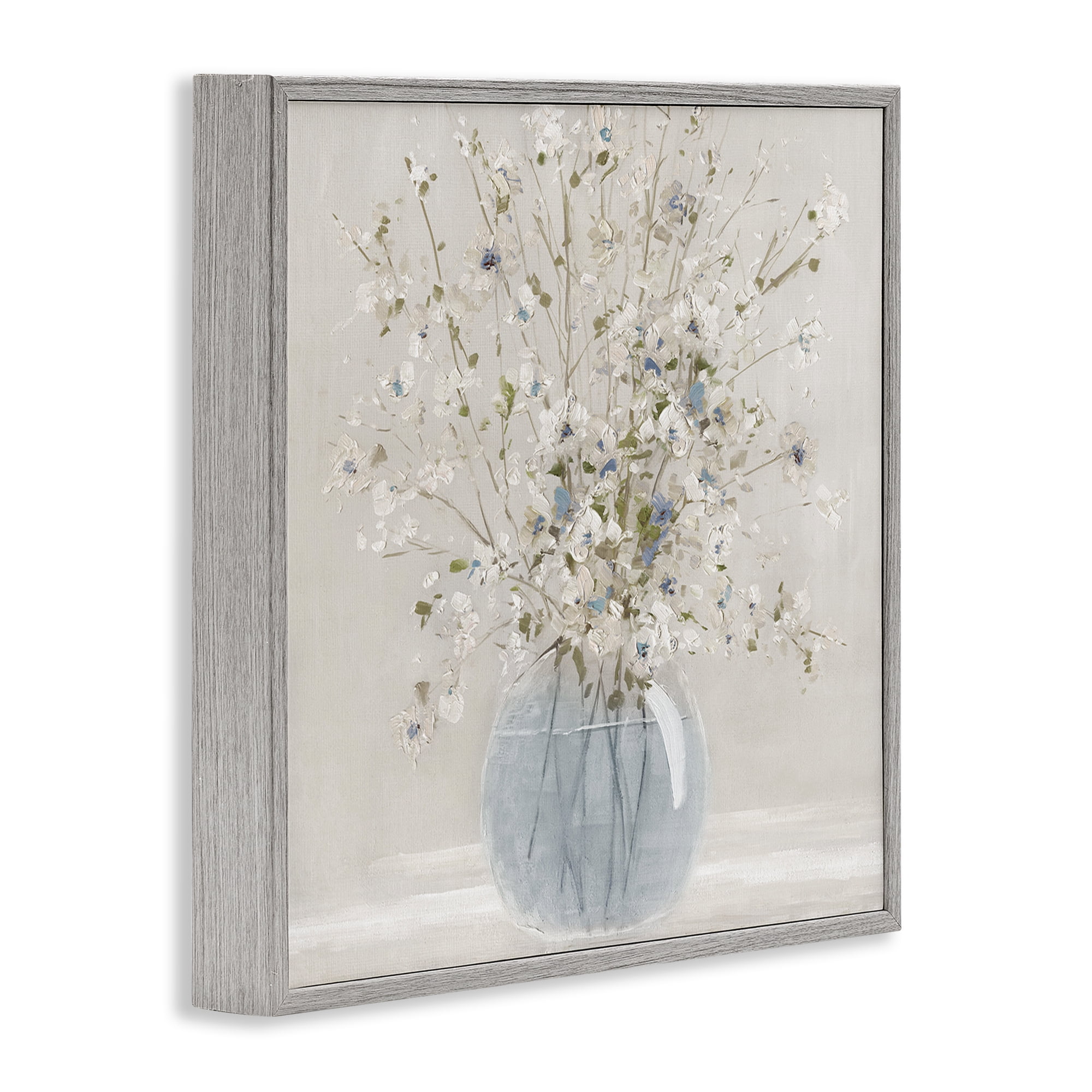 Stupell Industries Subtle Glass Vase Bouquet Gray Framed Giclee Art, design by Carol Robinson