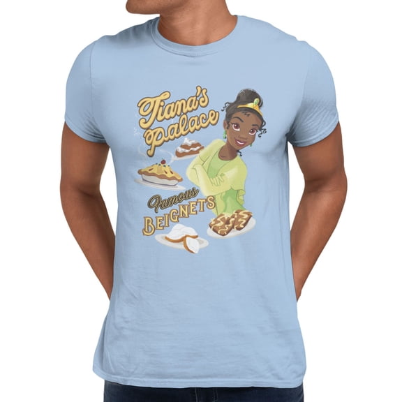 Disney Princess Tiana Palace Beignets Men's T Shirt (Light Blue, S-XXXL)