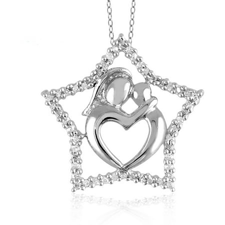 JewelersClub 1/4 Carat T.W. White Diamond Sterling Silver Mother and Child Star Pendant
