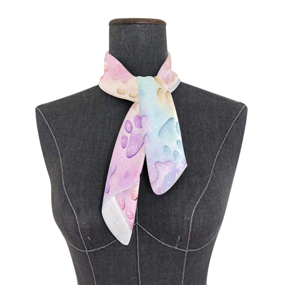 Square Scarf 24x24 Inch Pastel Dog Bone Print Silky Satin Sun Protection Neck Scarf for Women Multi-Purpose Head Wrap Bandana for Hair Bag Decoration