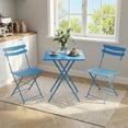 thumbnail image 2 of YUSAZENS 3-Piece Folding Patio Bistro Set, Table & 2 Chairs, No Assembly Required, Indoor/Outdoor Furniture for Balcony, Yard, Garden, Blue, 2 of 7