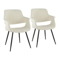 LumiSource Black Metal, Black PU Vintage Flair Chair - Set of 2
