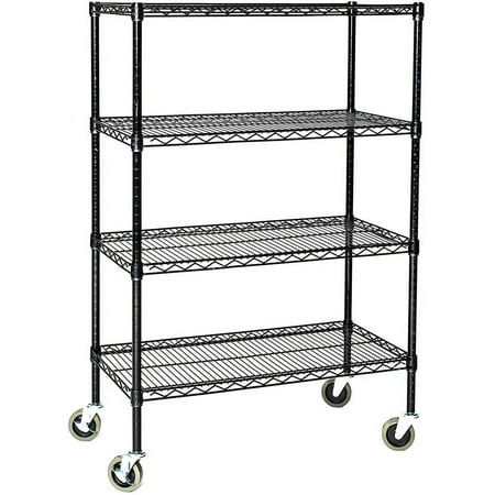 

30 Deep x 48 Wide x 69 High 4 Tier Black Wire Shelf Truck with 800 lb Capacity