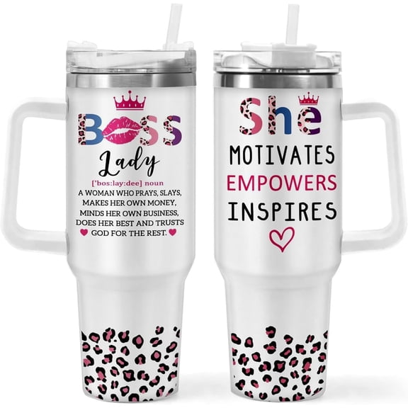 Boss Lady''s Day Tumbler - 40 oz with Lid & Straw, Gifts for Women Leaders