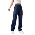 thumbnail image 2 of Pantalones Cargo Mujer Pierna Ancha Elástico Talle Alto Ligero Pantalones De Senderismo Casual Holgado Moda Ropa De Calle Y2k Trajes, 2 of 7