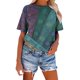 thumbnail image 3 of Blusa de Manga Corta Cuello Redondo Impreso Señoras Casual Top, Blusa Ligera de Poliéster para el Trabajo, la Fiesta Y Toda la Temporada de Uso Diario, 3 of 4