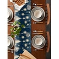 thumbnail image 2 of Blue Christmas Burlap-Cotton Table Runner 120 Inches Long,Xmas Tree Snowflake Yellow Farmhouse Table Runners,Outdoor Dining Tablecloths Decor for Baby Shower Party Wedding 13x120, 2 of 9