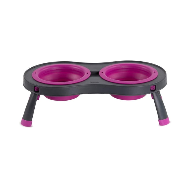 Comedero Doble Elevado para Mascotas Dexas Fucsia