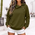 thumbnail image 2 of Dgankt Women's Asymmetric Button Collar Pullover Sweatshirt Long Sleeve Drop Shoulder with Side Pockets, 2 of 7