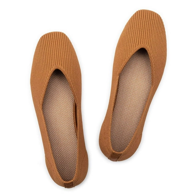 Zapatos planos casuales Frank Mully para mujer, punta cuadrada, naranja, talla 8