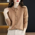 thumbnail image 2 of VISALY Cropped Cardigan Button Down Cardigans Wool Sweaters Women's Fall Winter Warm Soft Knitted Shirt Lapel Collar Cardigan Long Sleeves Cardigan Sweaters Business Casual Cardigans Gold Xxl, 2 of 4