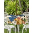 thumbnail image 2 of Outdoor Tablecloth with Umbrella Hole and Zipper, Orange Hello Fall Round Table Cloth 54 Inch Waterproof Tablecloth, Thanksgiving Pumpkins Maple Leaf Picnic Table Cover for Patio Camping, 2 of 7