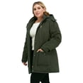 thumbnail image 5 of Soularge Women's Plus Size Winter Coat Warm Puffer Jacket with Hood Winter Puffer Coat Green 3X, 5 of 11