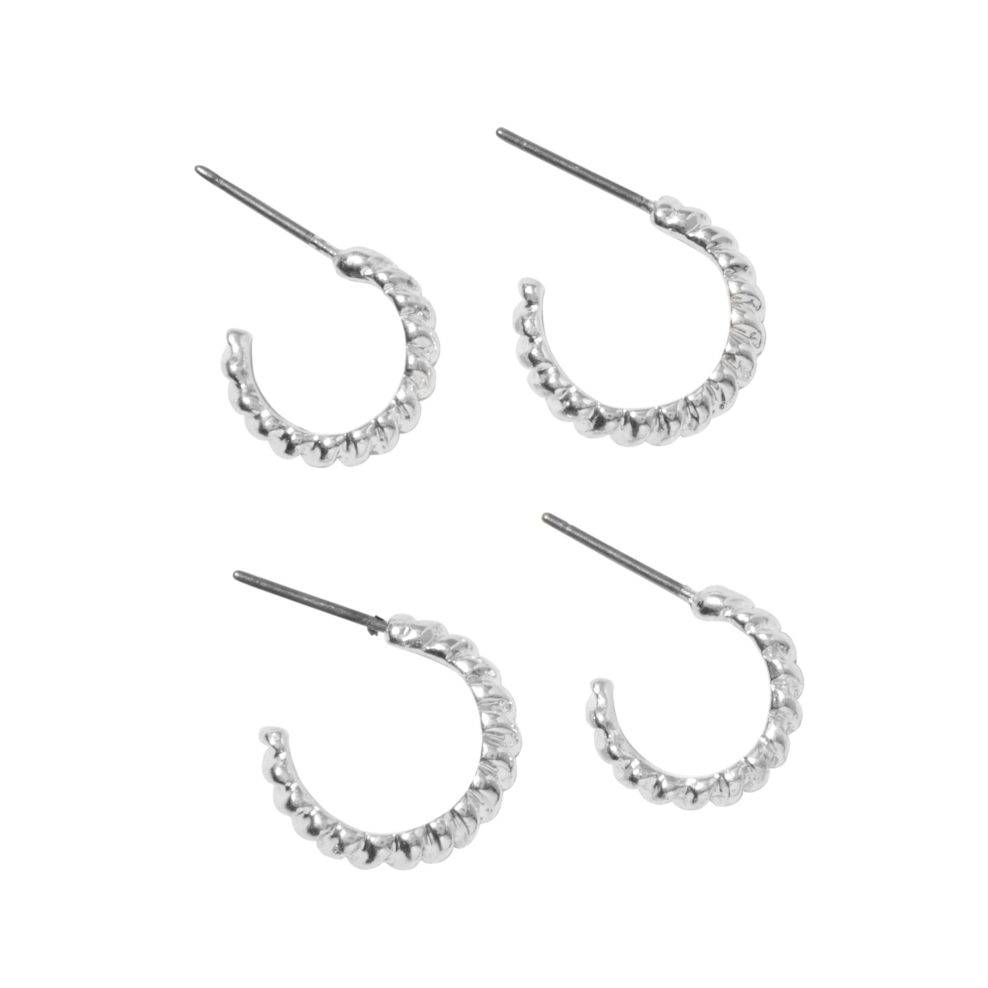 One Stroke Earring Medium　SILVER Claire's Silver Twisted Rope Tiny Hoop Earrings for Women and