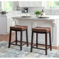 thumbnail image 6 of Home Square 3 Piece 26" Wood Saddle Counter Stool Set in Cognac Brown, 6 of 9