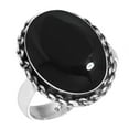 thumbnail image 1 of 925 Sterling Silver Ring For Women - Teens Real Black Onyx Gemstone Silver Ring Size 11.5 July Birthstone Boho Silver Ring Size 11.5 Cocktail Party Gift For Sister 925 Silver Gemstone Jewelry, 1 of 5