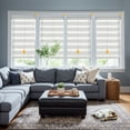 thumbnail image 5 of Keego No Drill No Tool Motorized Zebra Shades Blinds Remote Control Dual Layer Roller Shades Blackout Window Treatment - Gray, 44"W x 40"H, 5 of 8