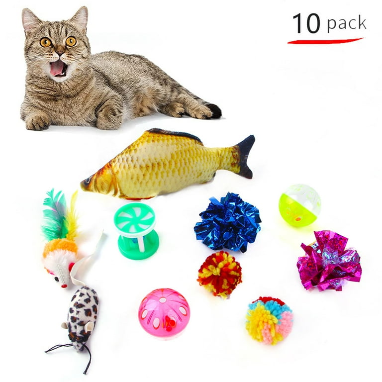 Mulanimo Colorful Pet Toys Set Cats Fishing Rod Funny Cat Stick Tunnel  Variety Combinations Supplies Interactive Training Game Props 
