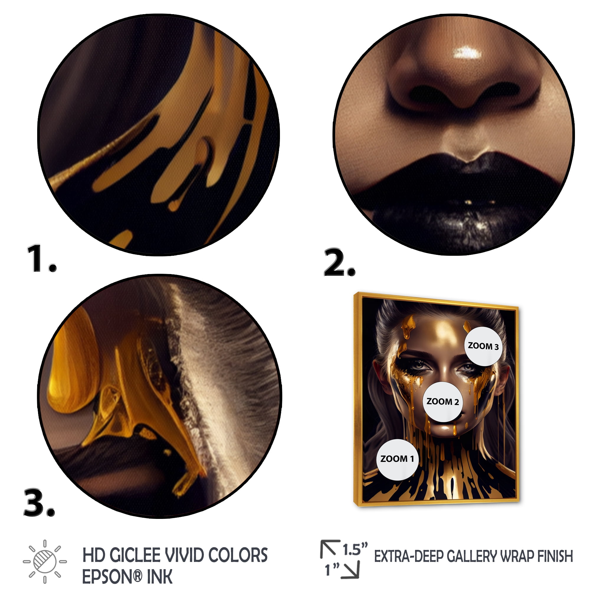 Designart Sensual Liquid Gold Woman VII Floating Frame Wall Art