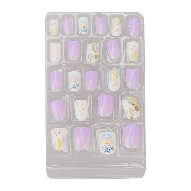 Juguete de uñas para niños, 24 piezas, autoadhesivo para niños, uñas postizas de cobertura completa, uñas postizas autoadhesivas para niños, durabilidad mejorada