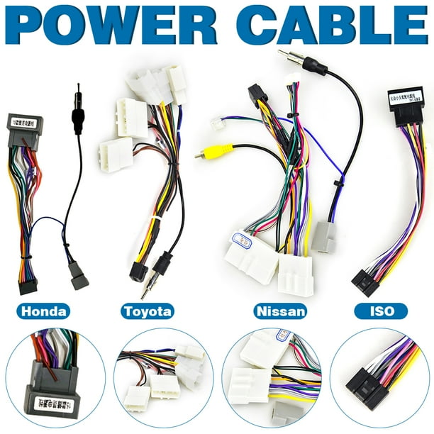 Podofo Android 2 Din Car radio Multimedia Player Universal Accessories Wire Adapter Connector