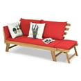 thumbnail image 3 of Spaco Adjustable Patio Convertible Sofa with Thick Cushion -Red, Sectional Sofa Set with Ottoman, 3 of 8
