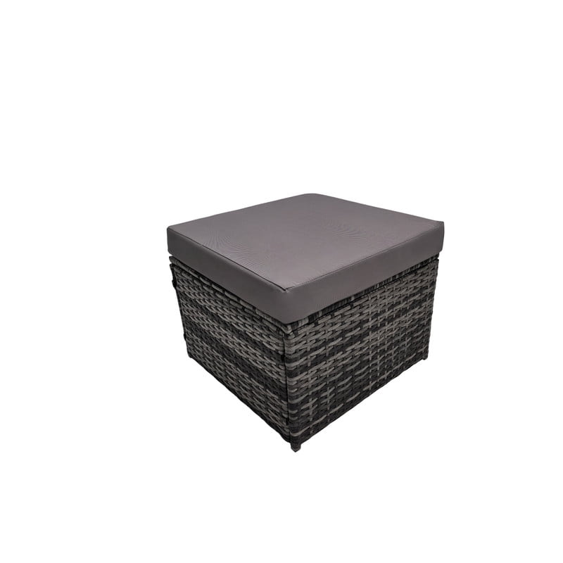 6-Piece Patio Furniture Set with 2 Ottomans, PE Wicker Sectional Sofa Set with Glass Coffee Table, Patio Conversation Set with Thick Cushion for Backyard Lawn