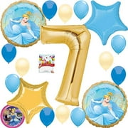Angle View: Cinderella Party Supplies Princess Decoration Balloon Bundle 7th Birthday
