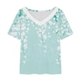 thumbnail image 5 of Craaazy Women Short Sleeve V Neck Tops Floral Print Casual Loose Fit Blouses for Summer Gift, 5 of 5