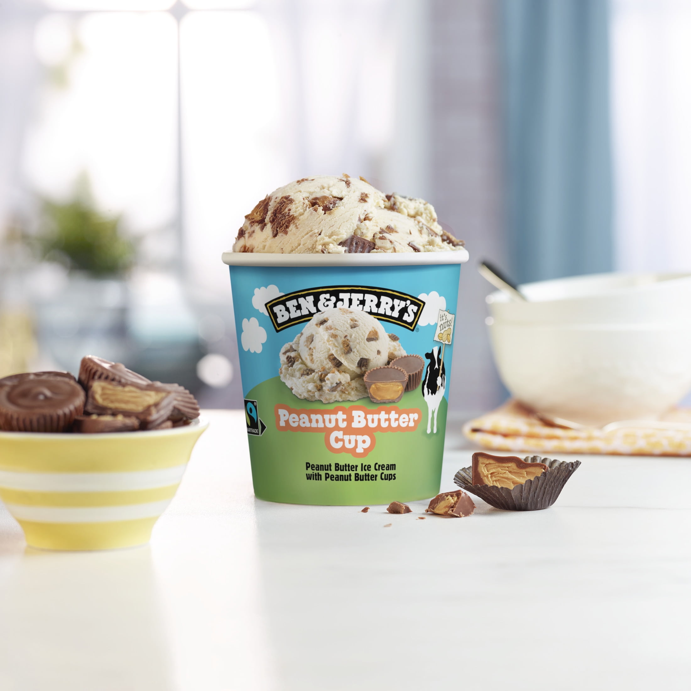 Ben & Jerry's Non-GMO Gluten-Free Peanut Butter Cup Ice Cream Cage-Free Eggs, 1 Pint