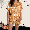 thumbnail image 7 of FEIFLY Women's Halloween Printed Pajama Blouse Tops Shorts Suit Set Casual 2 Piece Pajamas Sets Holiday Loungewear For Daily Wear Comfortable Fashion, 7 of 7