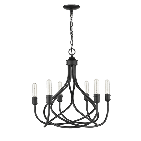 Vivio Lighting Tara 6-Light Farmhouse Matte Black Corded Electric Modern Industrial Chandelier