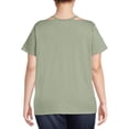 thumbnail image 4 of Terra & Sky Women's Plus Size Cut Out Neck Short Sleeve Top, Wild Sage, 4X, 4 of 5