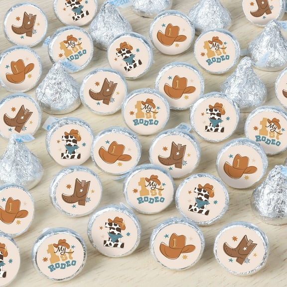 Big Dot of Happiness My First Rodeo - Little Cowboy 1st Birthday Party Small Round Candy Stickers - Party Favor Labels - 324 Count