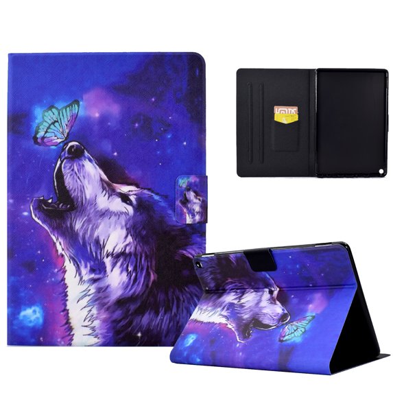 SaniMore for HD 10 & HD 10 Plus Tablet (11th Generation, 2021 Release) Case, PU Leather Wallet Flip Case Auto Wake/Sleep Card Slots Multiple Viewing Angles Full Wrap Protective Fashion Case, Wolf