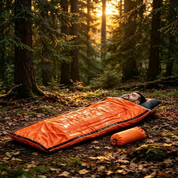 2PCS Emergency Sleeping Bag, Survival Bivy Sack Thermal Emergency Blanket Waterproof Lightweight Portable Shelter for Camping Gear Hiking Travel Outdoor Activities Backpacking