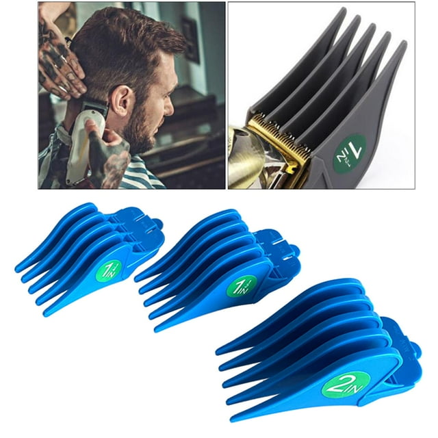 3Pcs Set Peines de Límite para Recortadora de Cabello Profesional Baoblaze 32 Mm 38 Mm 51 Mm Azul