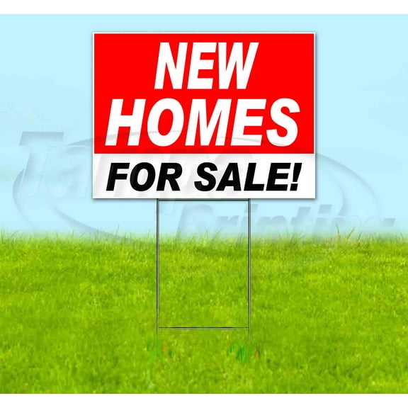 New Homes For Sale (18" x 24") Yard Sign, Includes Metal Step Stake