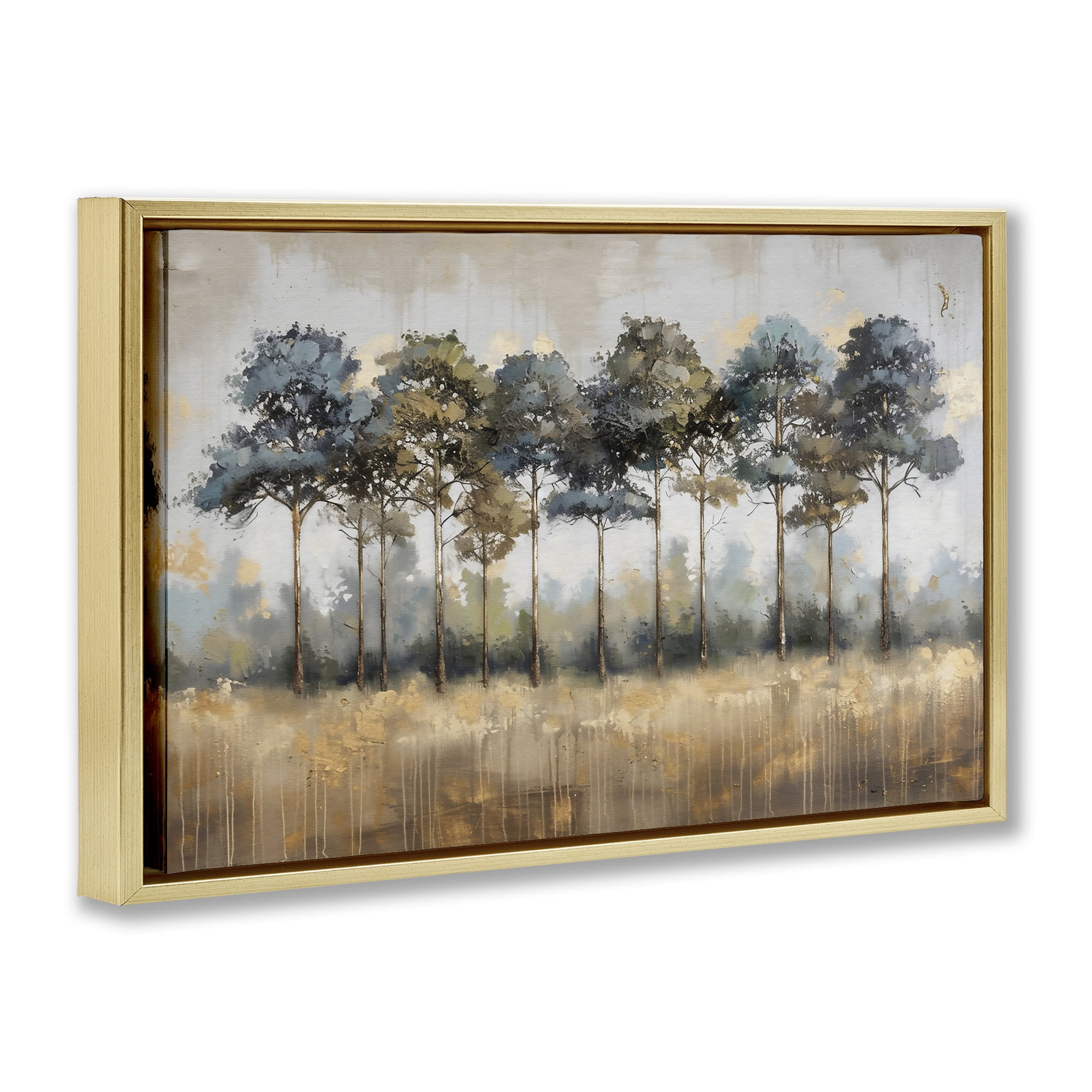 Stupell Industries Green & Blue Forest Grove Gold Framed Floater Canvas Wall Art, design by Creative Studio