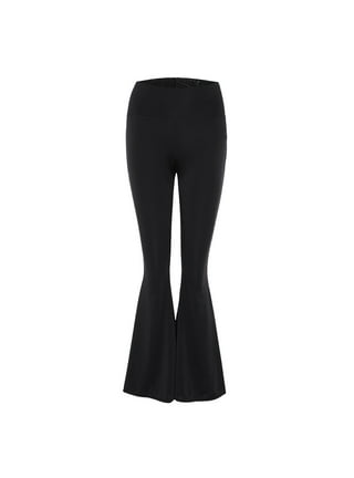 YYDGH Women's Cut Out Flare Pants V-Waisted Cropped Cross Elastic Stretch  Bell Bottom Trousers Solid Flared Lounge Pants Black XXL 